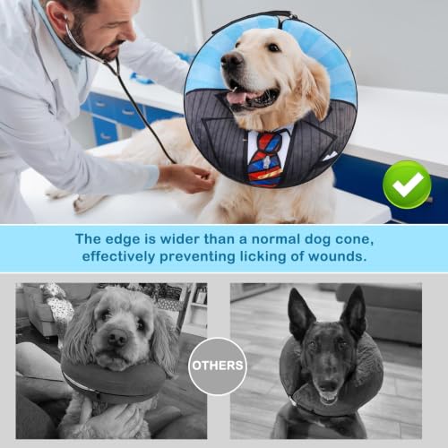 Dog Cone Alternative After Surgery for Small Medium Large Dogs (Black Suit / M(Neck 13"-16"))