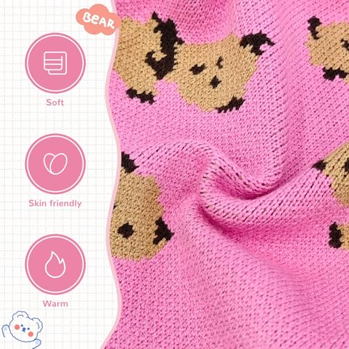 Small Dog Sweaters Cute Bear Dog Cardigans Clothes for Small Medium Dogs Boy Girl Puppy Cat Knitting Cardigan Outfits Dogs Winter Coats Warm Pet Doggy Clothes Soft Knitwear (Pink / Large)
