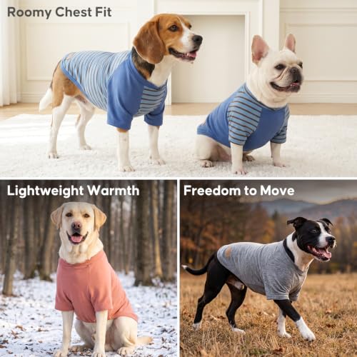 2Pack Dog Sweater with Sleeves Fleece Shirt for Large Dogs (2XL (50-75lbs) / 02# Blue+Stripe)
