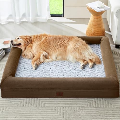 XXL Extra Large Orthopedic for Senior Dog BedComfy Sleeping (Brown / XX-L (45x35x7in))