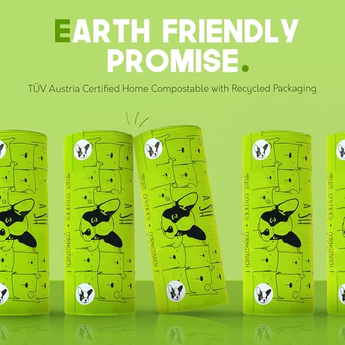 Certified Home Compostable Dog Poop Bags with Handles (1 Count (Pack of 240))