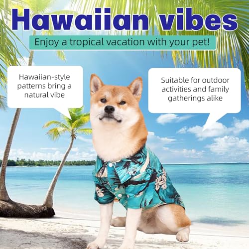 Dog Shirts Hawaii Dog Clothes for Small Medium Large Dogs Owner and Pet Shirts are Sold Separately (4XL-(65.1-85lb)-Chest~37.7" for Pets / Green Only for Pets)
