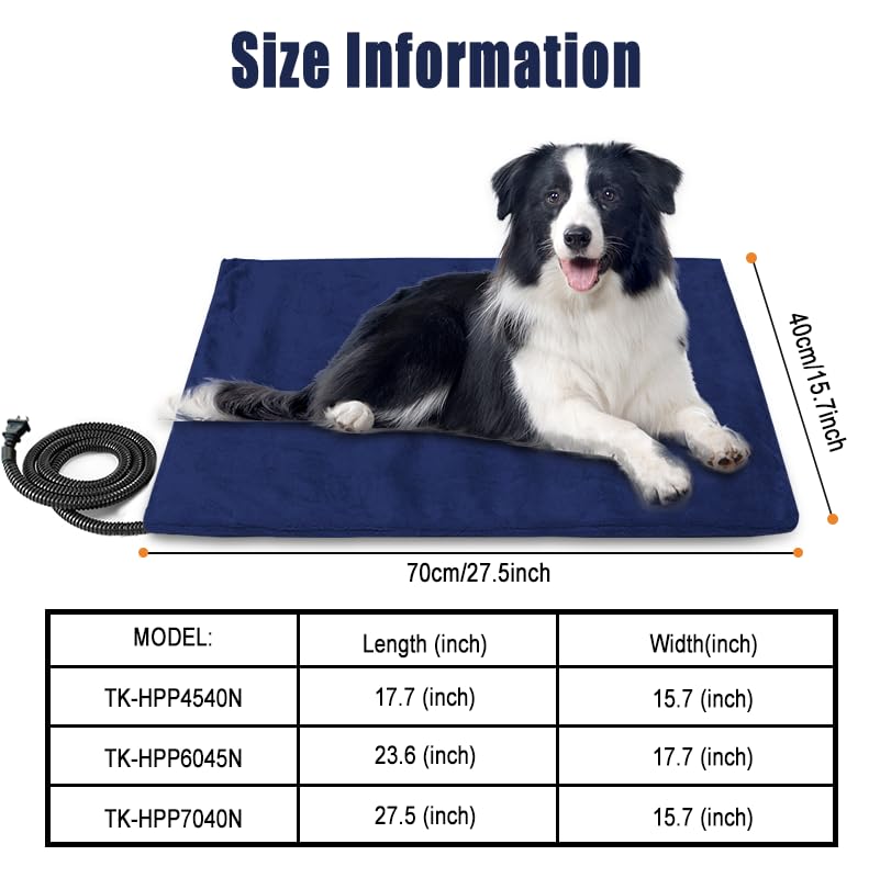 70x40CM Pet Heating Pad with Chew Resistant Cord for Cat and Dog (Medium)