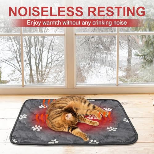 Self Warming Cat Mat (Grey_Paw / 28.0"L x 19.0"W x 0.2"Th)