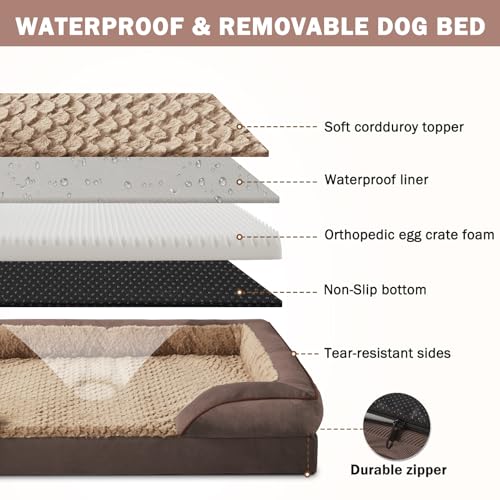 Orthopedic Dog Bed for Extra Large Dogs (XXL (48"x 35"x 8") / Dark Brown)