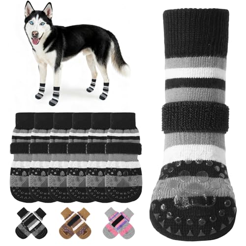 Anti Slip Dog Socks to Prevent Licking Paws and Slipping (black / Small)