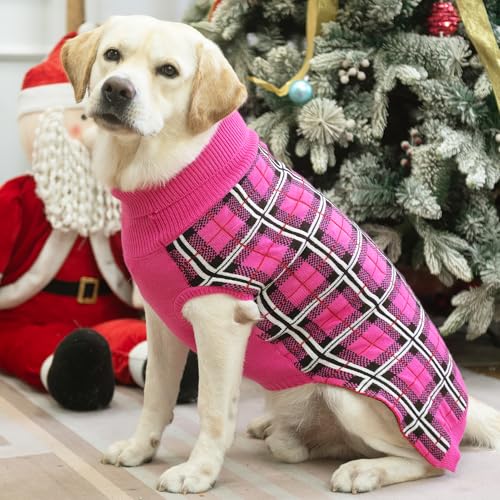 Dog Sweaters for Large Medium Small Dogs (S - Chest 16", Back 12" / Fuschia)
