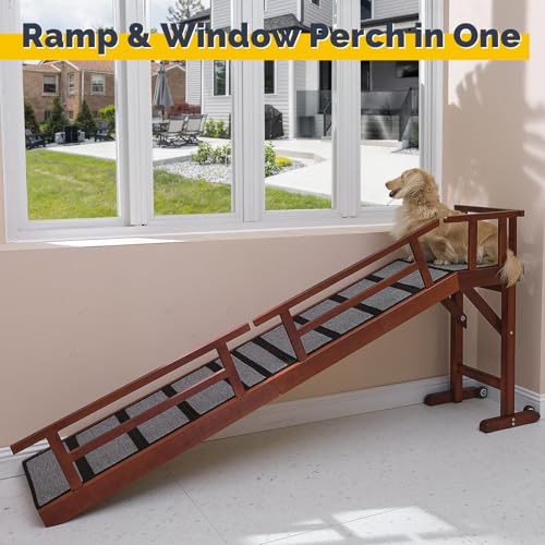Dog Ramp for Bed or Couch (Mahogany / L-73.2"L x 16"W x 25"H)