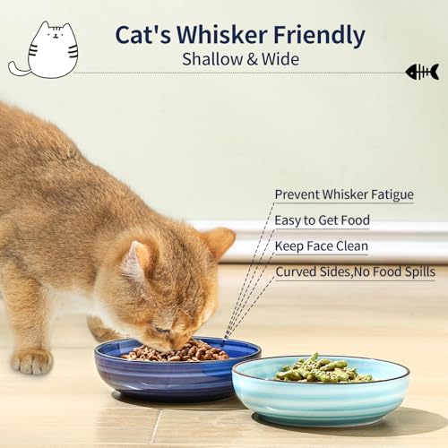 5.6 Inch Ceramic Cat Bowls Set of 4 (5.6 Inch, Set of 4 / Gradient Blue)