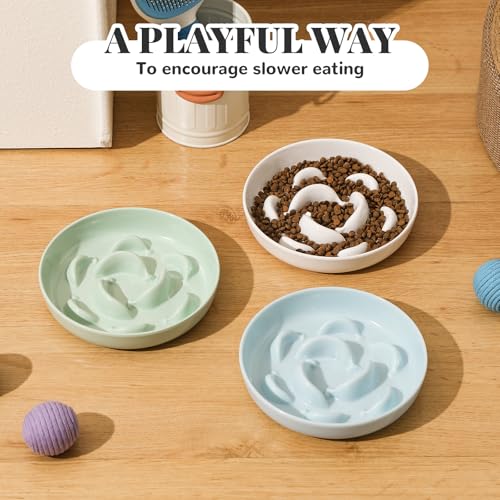 Melamine Cat Slow Feeder Bowl (White / 2"H)