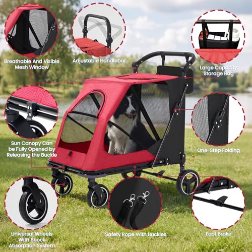 Dog Stroller for Large (Red)