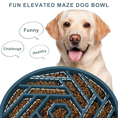 Slow Feeder Dog Bowls Large Medium Breed (Dark Blue)