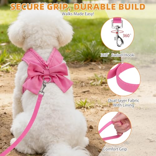 Small Dog Harness and Leash Set (Fuchsia / S (Chest Girth: 13.8"-15.7"))