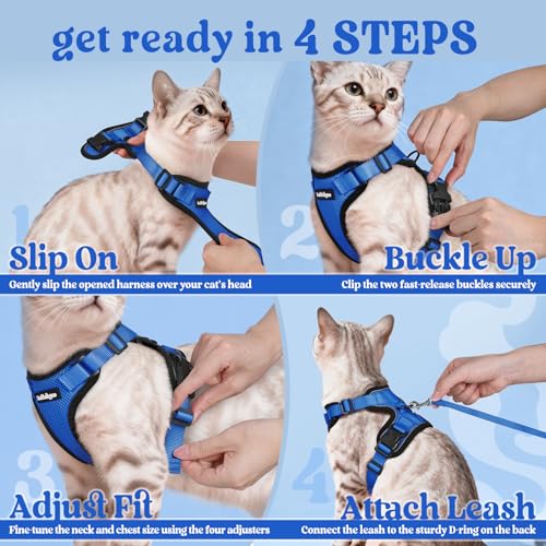 Cat Harness and Leash Set (S / Navy Blue)