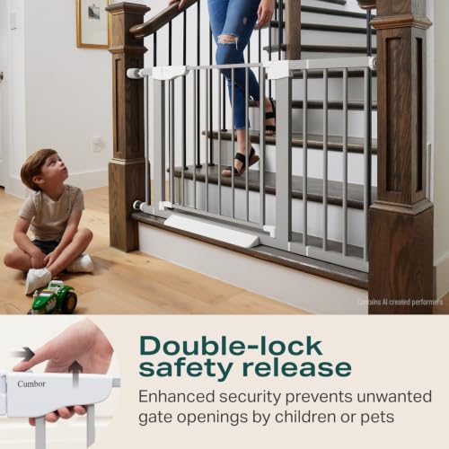 30 46" Baby Gate for Stairs (Gray / 30"-46" W x 30.5" H)