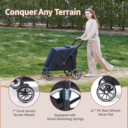 Dog Stroller for Large Dogs (Black)