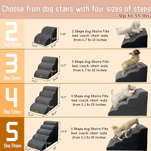 3 Step Dog Stairs for High Beds & Couches Multi