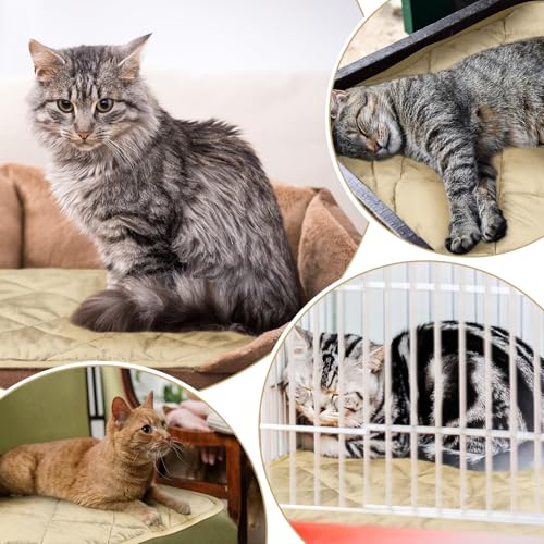 4 Pack Self Heating Cat Pad Self Warming Dog Mat Reflects Body Heat Extra Warm Thermal Pet Pad Washable Dog Cat Bed Crate Bed Mat Blanket (16 x 20 Inch / Beige)