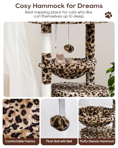 Small Leopard Print Cat Tree for Indoor Cats (29.6" / Leopard Print)