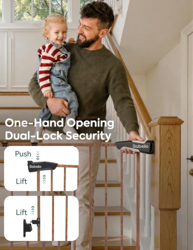 34" Extra Tall No Bottom Bar Baby Gate (Brown Wood Pattern - B17 / 34" H, 26-43" W-Standard)