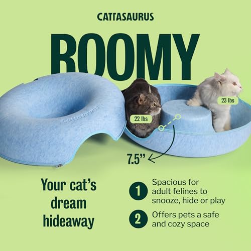 Peekaboo Cat Cave Donut for Multiple & Large Cats up to 30 (Blue / Large)