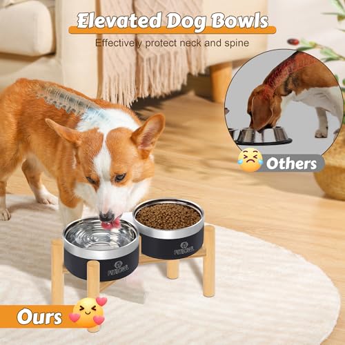27oz Elevated Stainless Steel Dog Bowls Non (Black)