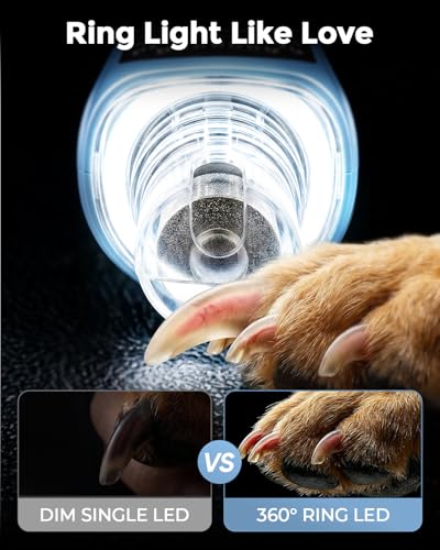 7 Speed Quiet Dog & Cat Nail Grinder with 360° LED for Thick Nails (White)