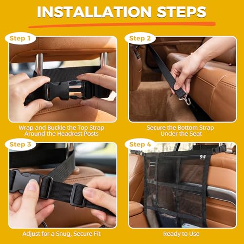 Dog Car Barrier with Storage Pocket Double (23.2" x 23.2")