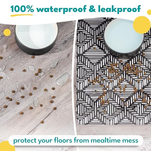 Large Dog Mat for Food and Water (16.5"L x 26"W / Boho Bliss)