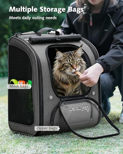 Cat Backpack Carrier (Gray / 14.9"L x 11.0"W x 19.6"H)