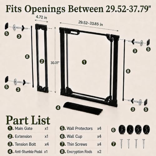 Clear Acrylic Baby Gate 29.52 (Black / 29.52-37.79"W)