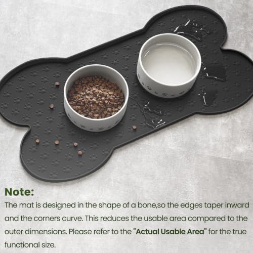 Dog Food Mat Anti (19.4" x 9.8"-2PCS / Black)