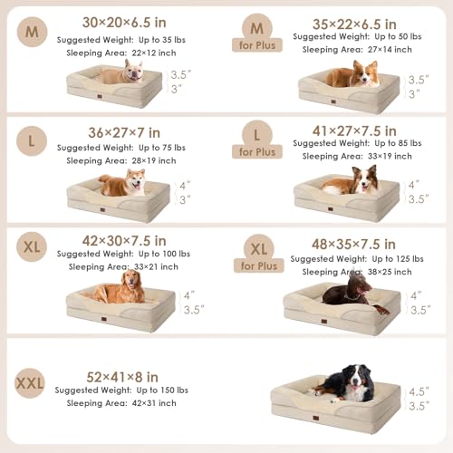 Orthopedic Dog Bed for Medium Dog (Beige / 35x22x6.5)