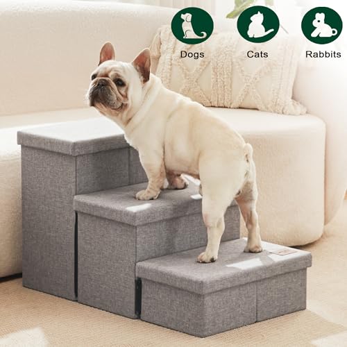 Dog Stairs for High Bed (Solid Grey / 29.5" X 17" X 17.7" H)