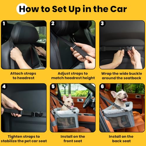 Elevated Pet Car Seat with Cooling Mat (Grey / Dog Car Seat+Cooling Mat)