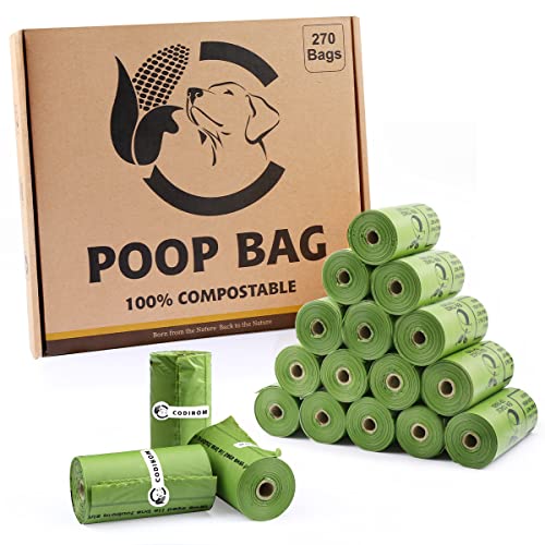 Certified Home Compostable Dog Poop Bags (Forest Green / 270 Count (Pack of 1))