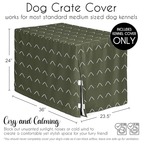 36in. Medium Dog Crate Cover (Green and White Arrows / 36.0"L x 23.5"W x 24.0"H)