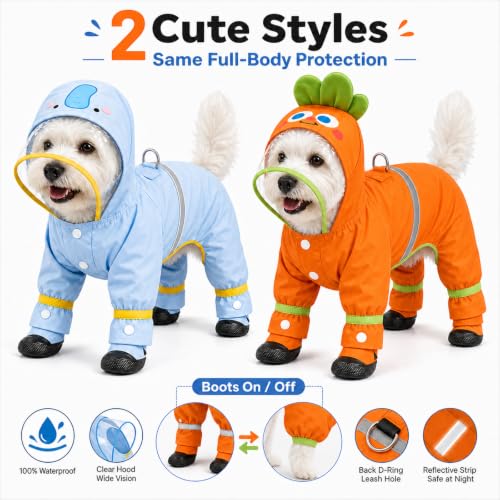 Dog Raincoat with Removable Boots (Blue / XS(1-3lb))