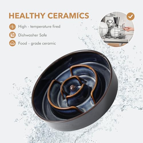 Ceramic Slow Feeder Dog Bowls (1 x Starry Sky - A / M- 7.3inch / 1.2 Cups)