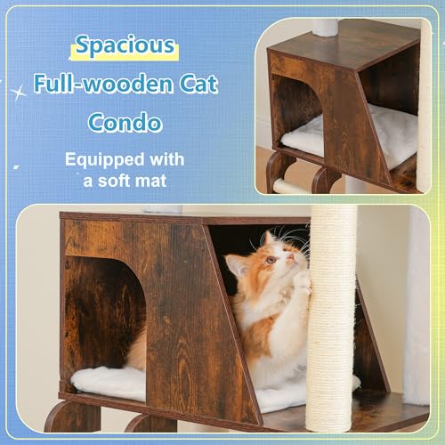 Wooden Cat Tree (Rustic Brown)