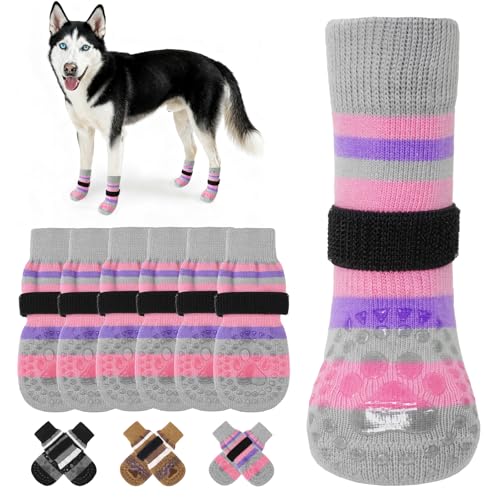 Anti Slip Dog Socks to Prevent Licking Paws and Slipping (PINK / Small/Medium)