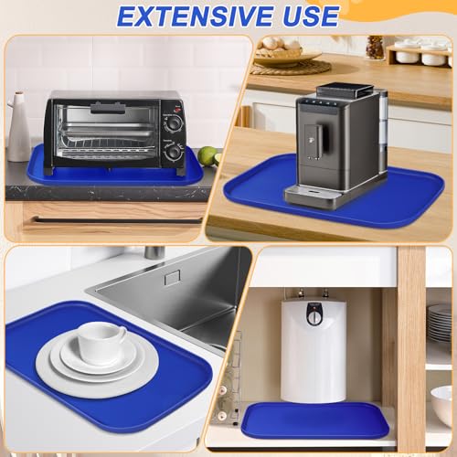 Waterproof Silicone Pet Food Mat with Raised Edge for Dog & Cat (Navy Blue / 24"L x 16"W)