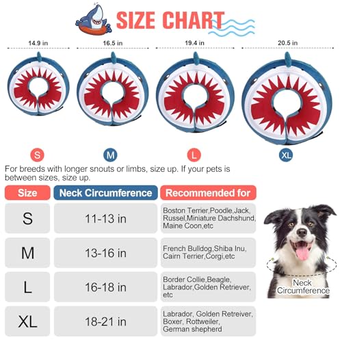 Dog Cone Collar Alternative After Surgery (Shark Donut / L(Neck:16"-18"))