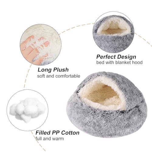 Hooded Dog Bed for Small Dogs (20.0"L x 20.0"W x 12.0"Th / Grey)