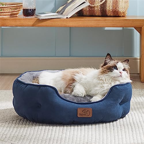 Small Dog Bed Washable (25"L x 21"W x 8"Th / Navy)