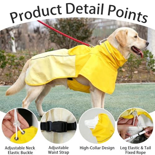 Dog Raincoat with High Collar (Yellow / X-Large(37-55lb))