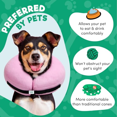 Inflatable Dog Cone Collar Alternative After Surgery Large (Pink / Large [Neck:14"-18"])