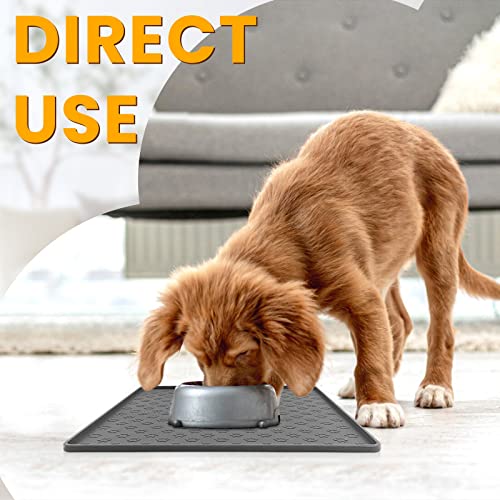 Grey Pet Placemat for Dog and Cat (11.8"L x 11.8"W / Grey)