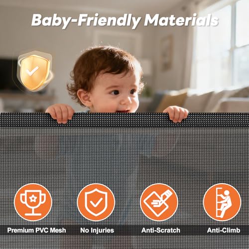 2 Pack) Retractable Baby Gates for Doorways, 55" Wide Mesh Dog Gate (Black / 33'' Tall X 55'' Wide (2 Pack))