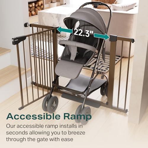 2 Pack 30 46" Baby Gate for Stairs (Brown / 30"-46"W x 30.5"H | 2 Pack)